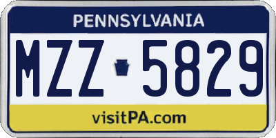 PA license plate MZZ5829