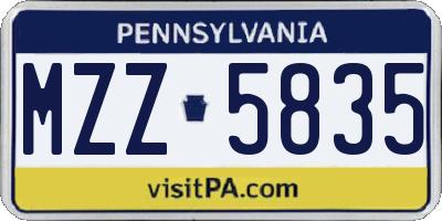 PA license plate MZZ5835