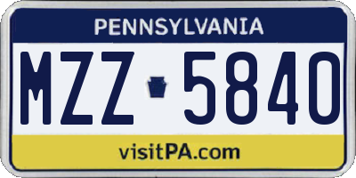 PA license plate MZZ5840