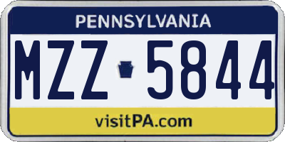 PA license plate MZZ5844