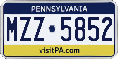PA license plate MZZ5852
