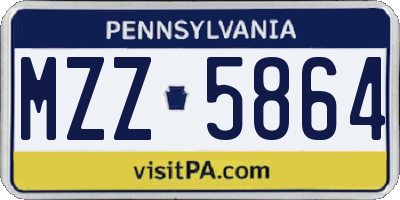 PA license plate MZZ5864