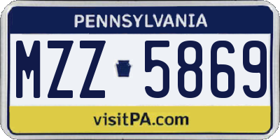 PA license plate MZZ5869