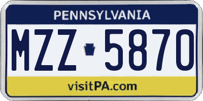 PA license plate MZZ5870