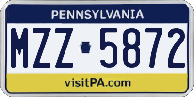 PA license plate MZZ5872