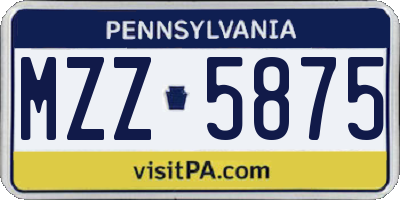 PA license plate MZZ5875