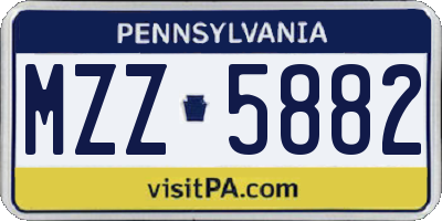 PA license plate MZZ5882