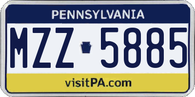 PA license plate MZZ5885