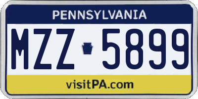 PA license plate MZZ5899
