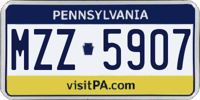 PA license plate MZZ5907