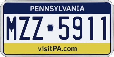 PA license plate MZZ5911