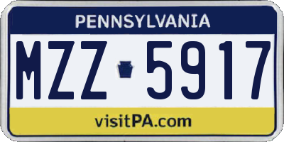PA license plate MZZ5917