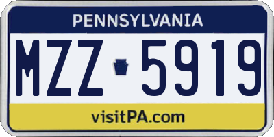 PA license plate MZZ5919
