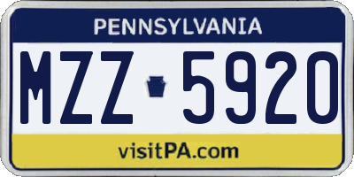 PA license plate MZZ5920