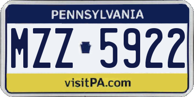 PA license plate MZZ5922