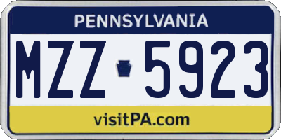 PA license plate MZZ5923