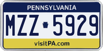 PA license plate MZZ5929