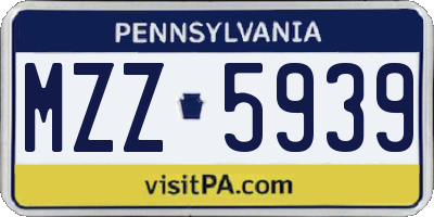 PA license plate MZZ5939