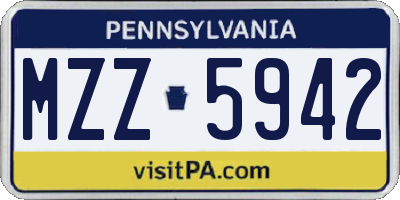 PA license plate MZZ5942