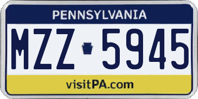 PA license plate MZZ5945