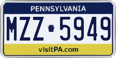 PA license plate MZZ5949