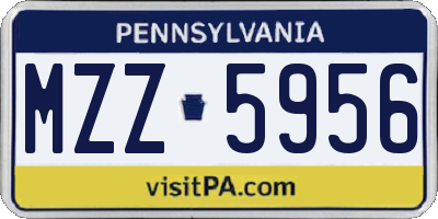 PA license plate MZZ5956