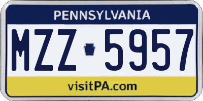 PA license plate MZZ5957