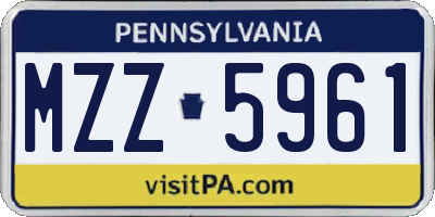 PA license plate MZZ5961