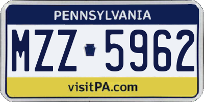 PA license plate MZZ5962