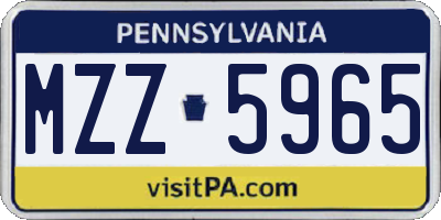 PA license plate MZZ5965