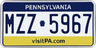 PA license plate MZZ5967