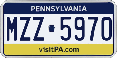 PA license plate MZZ5970