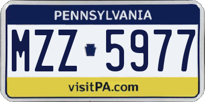 PA license plate MZZ5977