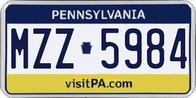 PA license plate MZZ5984