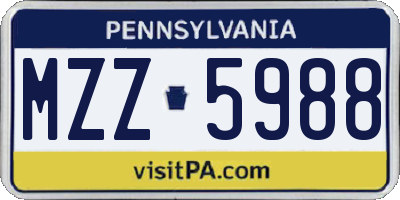 PA license plate MZZ5988