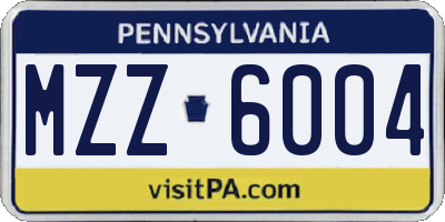 PA license plate MZZ6004