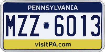 PA license plate MZZ6013