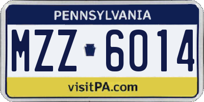 PA license plate MZZ6014