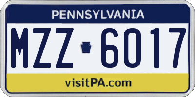 PA license plate MZZ6017