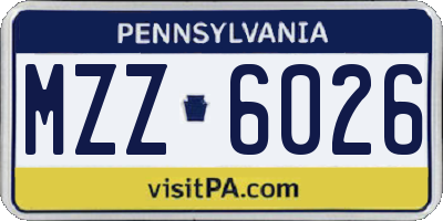 PA license plate MZZ6026