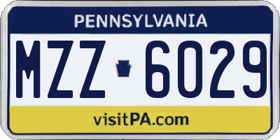 PA license plate MZZ6029