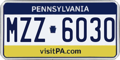 PA license plate MZZ6030