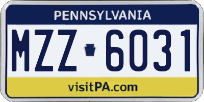PA license plate MZZ6031