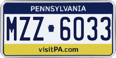 PA license plate MZZ6033