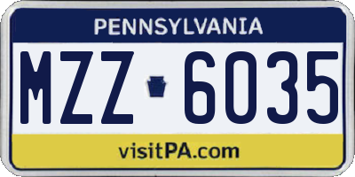 PA license plate MZZ6035