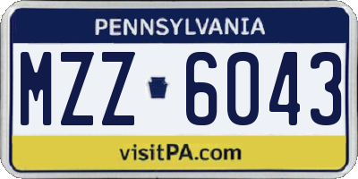 PA license plate MZZ6043