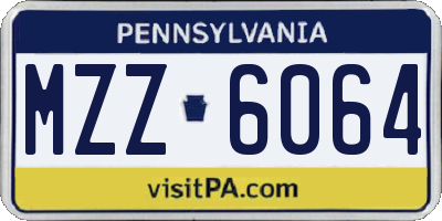 PA license plate MZZ6064