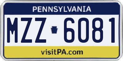 PA license plate MZZ6081