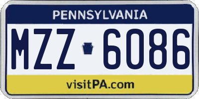 PA license plate MZZ6086