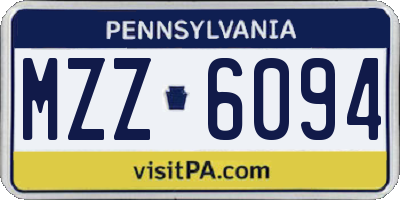 PA license plate MZZ6094